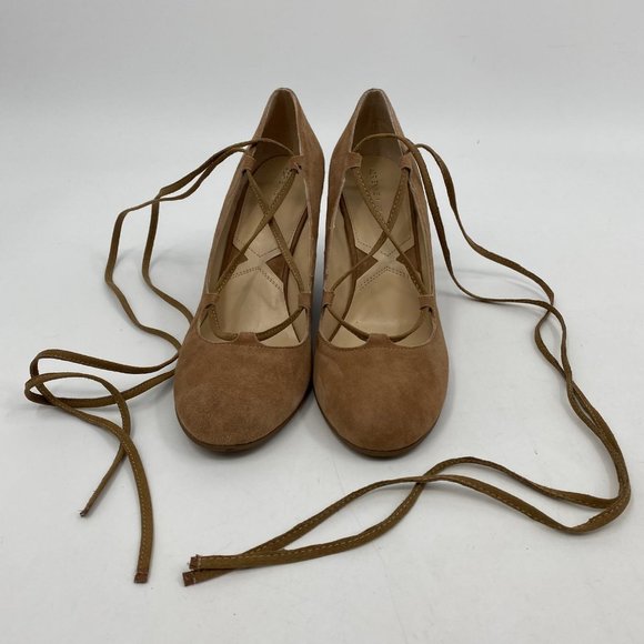 Adrienne Vittadini Brown Suede Lace Up Wedges | High Heel Style - Picture 2 of 10